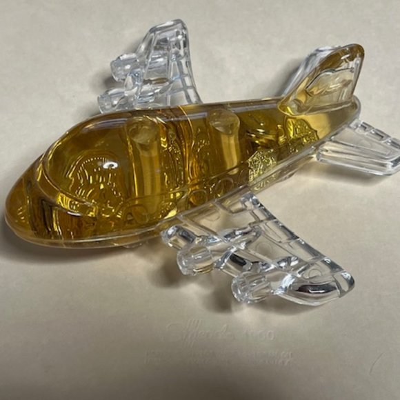 VTG Acrylic Jet Airplane Desk Paperweight & Pencil Holder Gold Coins Globe - Picture 4 of 9